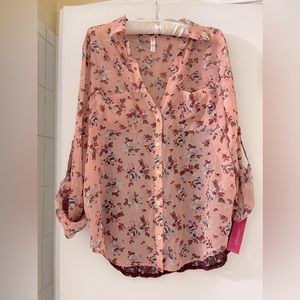 Xhilaration Chiffon Laced Button Blouse